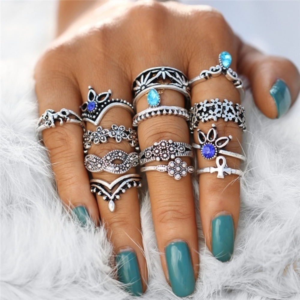 13 PCS/Set Bohemian Flower Stackable Ring Set